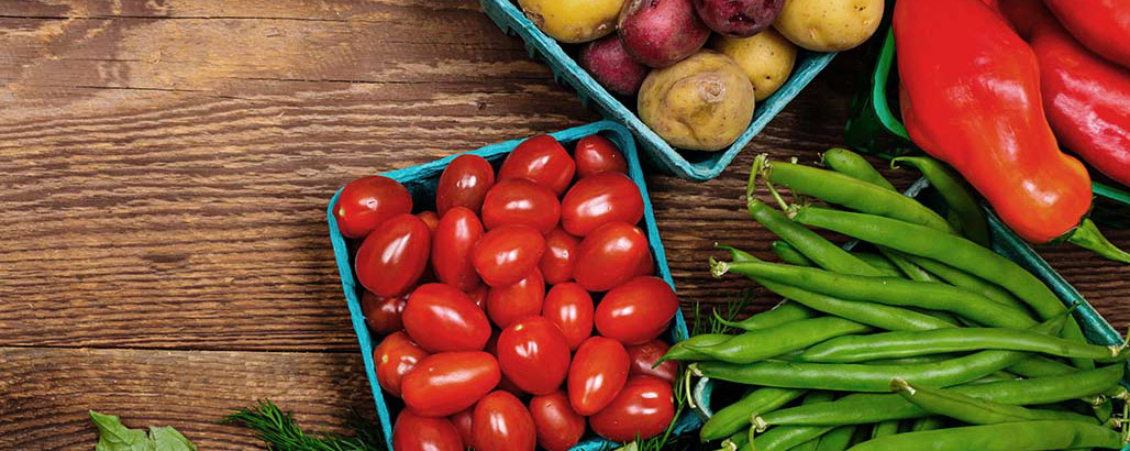 Table with Fruits and Vegetables