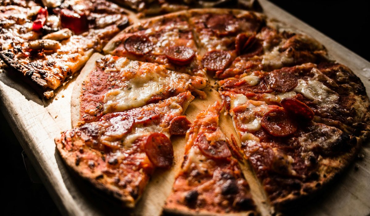 Two pizzas on a table