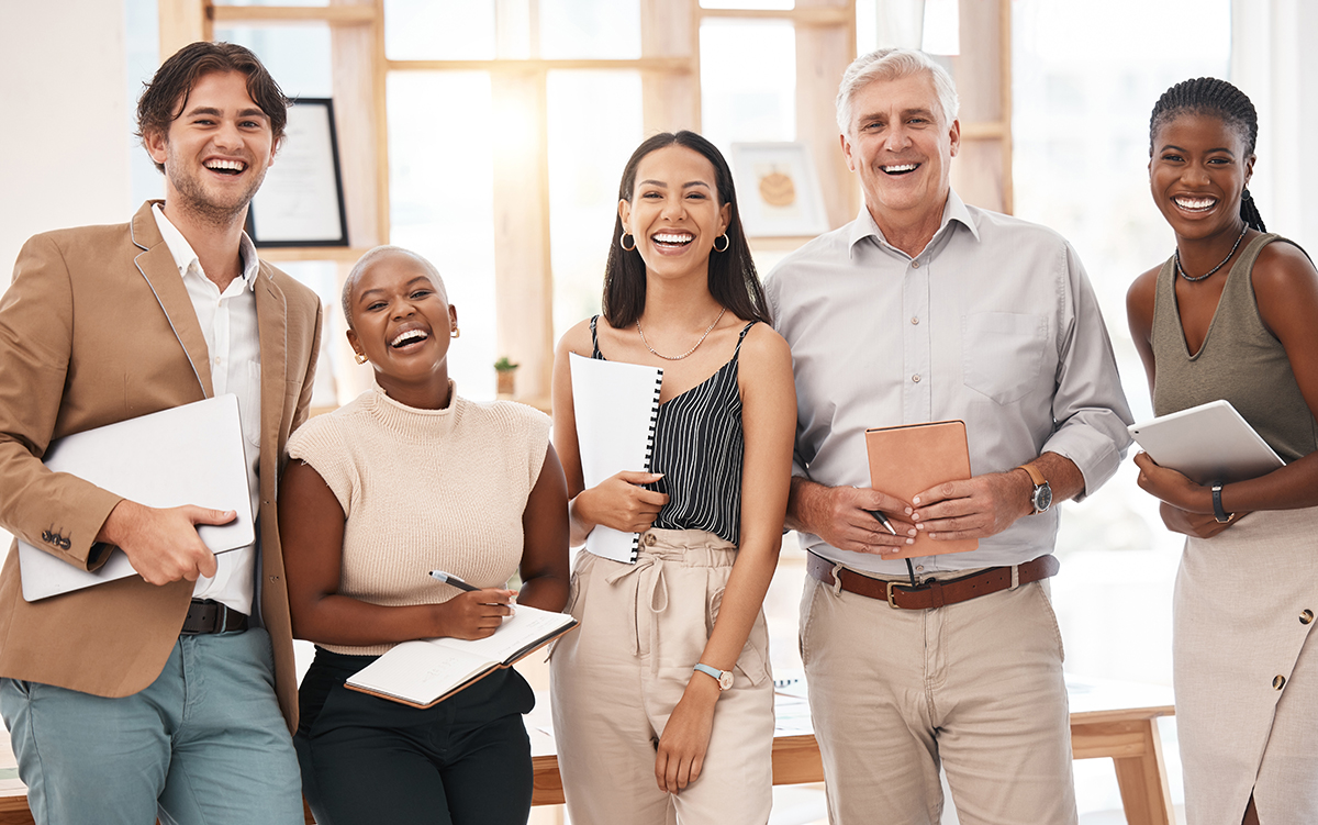 Group of diverse business people smiling